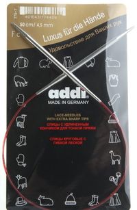 Спицы ADDI Classic Lace круговые с удлинен. кончиком на 50 см №4,5